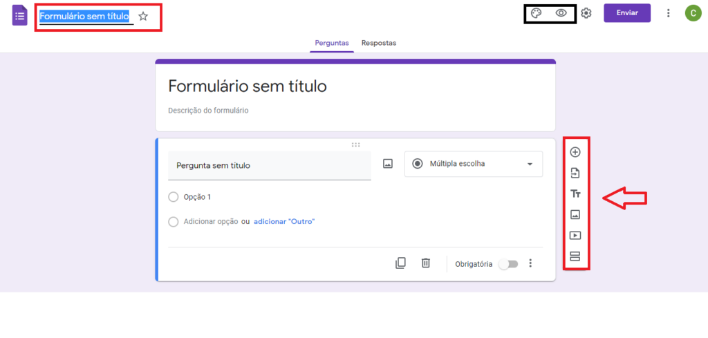 Google Forms - Página de criação