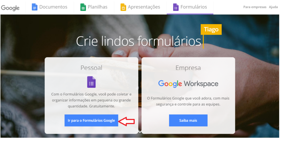 Google Forms -  Página inicial