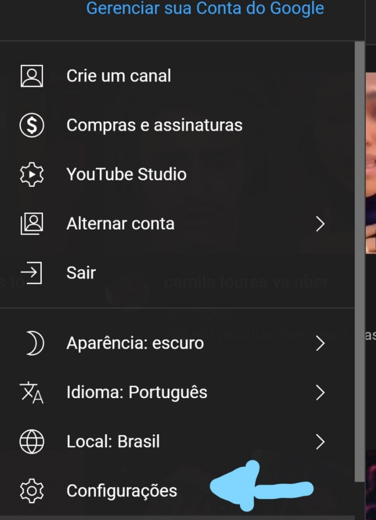 Criar canal no Youtube.